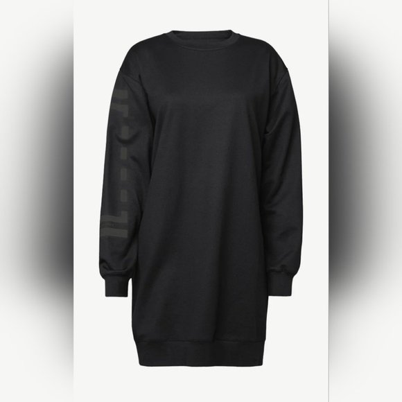 Wolford Logo Sweat Dress  Black/Steel Oversized With Logo-Print Day Dress Size S - Picture 2 of 14